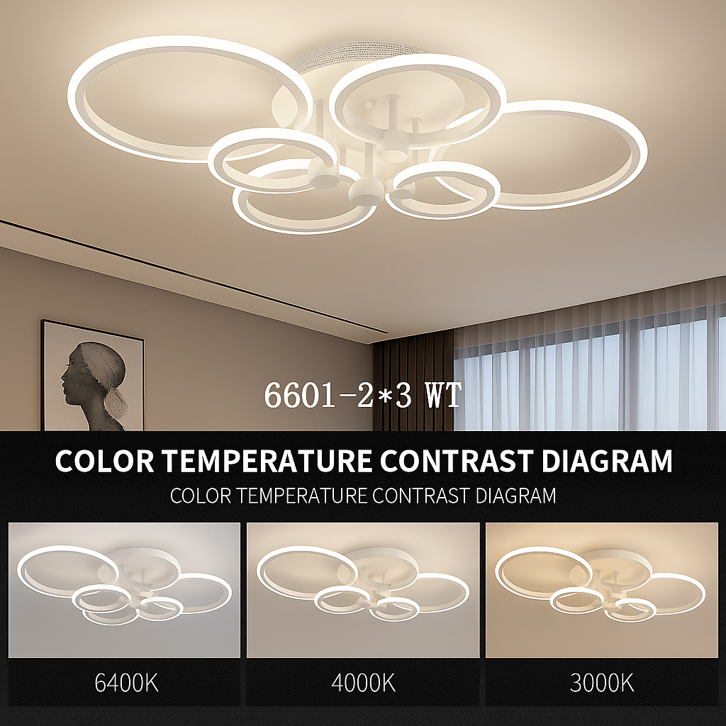 Lustra LED 6 cercuri cu Telecomanda wifi 2.4G, intensitate lumina reglabila