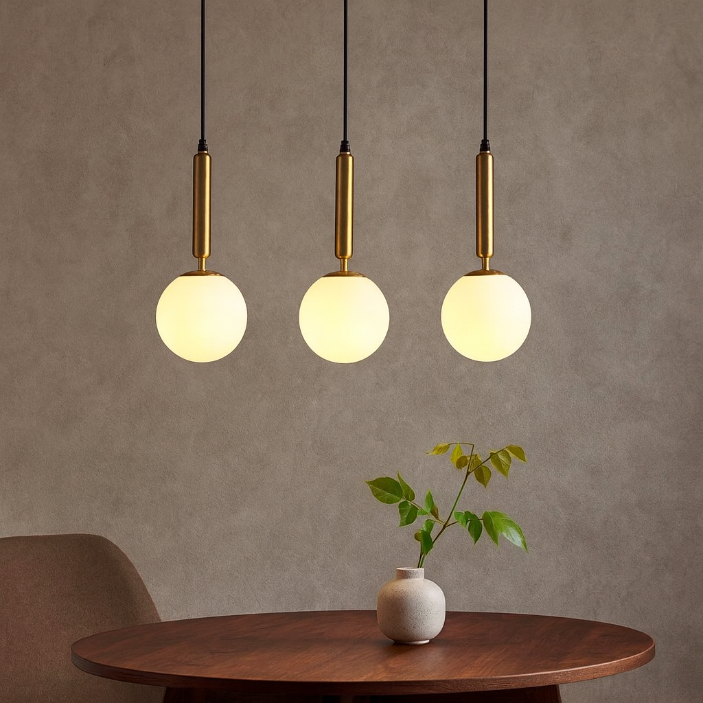 Lustra cu 3 globuri albe mat E27 Max 60w/Bec