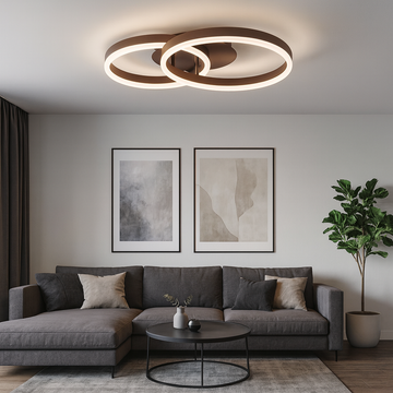Lustra Led Cafeniu Dione 64w/3800lm 3000k/4000k/6500k cu Telecomanda 300+300mm