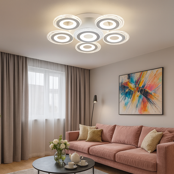 LUSTRA LED CERCURI 150W CU 6 BRATE 3 CULORI+IR 550x130mm