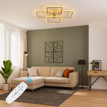 SQUARE LED CHANDELIERS 80W WITH 4 ARMS 3 COLORS+IR 600x120mm