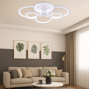 LUSTRA LED CERCURI 100W CU 6 BRATE 3 CULORI+IR 830mm x 140mm