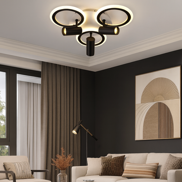Black Led Chandelier with three spots Carina 65w/4200lm 3000k/4000k/6500k with Remote Control