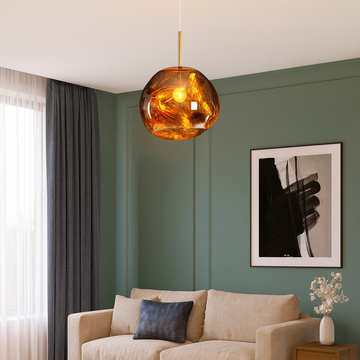 Cable chandelier with brown globe