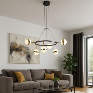 LED CHANDELIER ELIANNA BLACK+GOLD 92W/9300LM 2700K-6500K 580X800mm