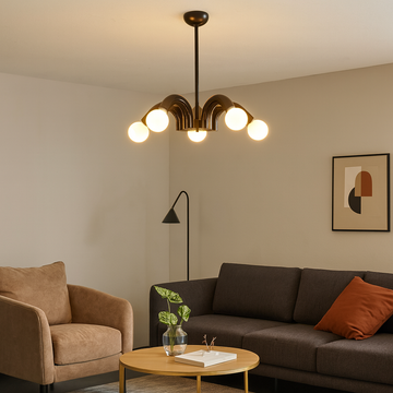 BLACK HESTER CHANDELIER 6XE27 42W 540X650mm