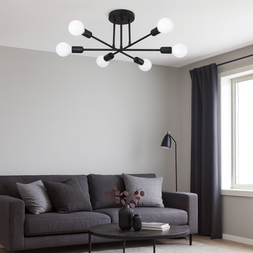 ASTRA CHANDELIER BLACK 6XE27 42W 700X200mm