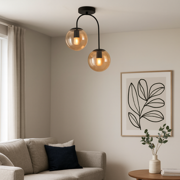 Chandelier with smoked lampshades