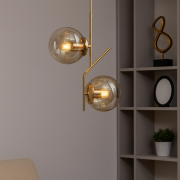 Modern chandelier with 2 globes