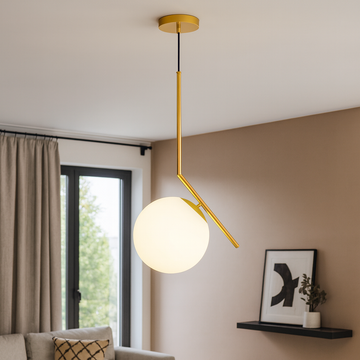 Luminastar chandelier with frosted glass globe