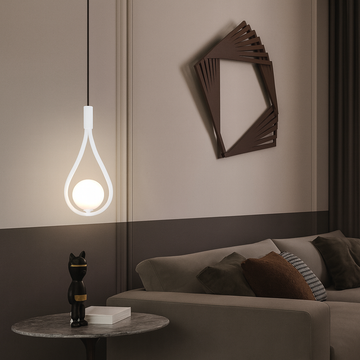 Cable chandelier with white finish