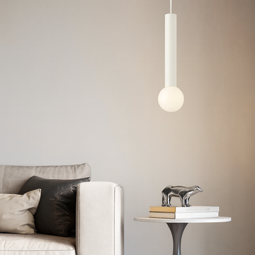 LED chandelier on cable with white finish