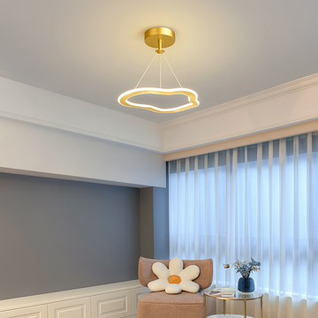 Modern LED chandelier with gold finishes