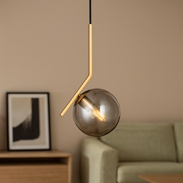 Gold chandelier with Titan globe