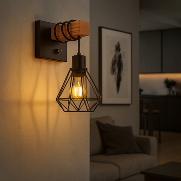 Wall lamp with wood