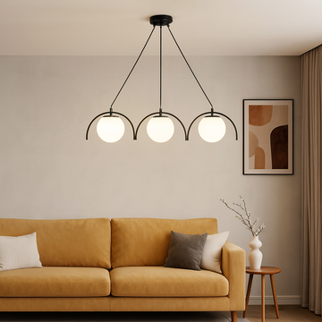 Chandelier with 3 globes and black finish