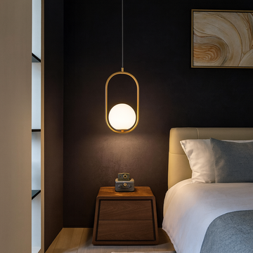 Modern cable chandelier with matte globe