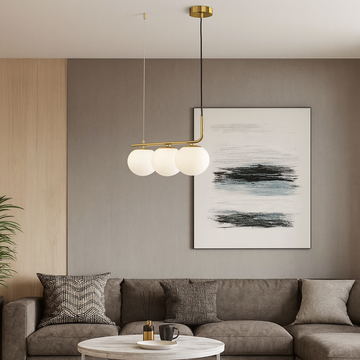 Chandelier with white globe E27 socket x 3 Luminastar