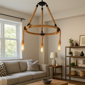 Rustic chandelier with 3 E27 sockets, Max 3 X 40W