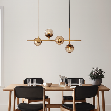 Lustra LED cu 4 socluri de sticla chihlimbar