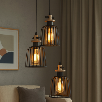 Rustic chandelier with wood e27*3 maximum 60w/bulb
