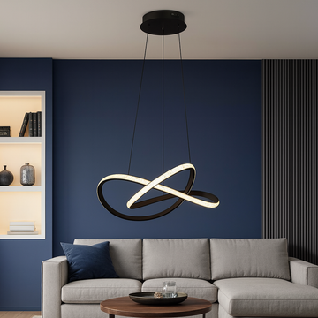 Lustra LED Infinity Cristal negru cu telecomanda wifi 2.4G