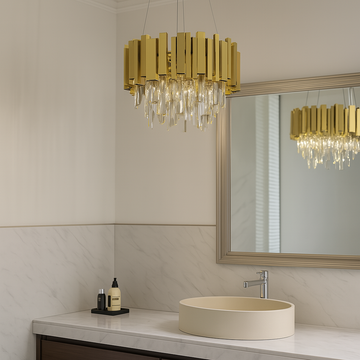 Candelabru de cristal pe lant GOLD