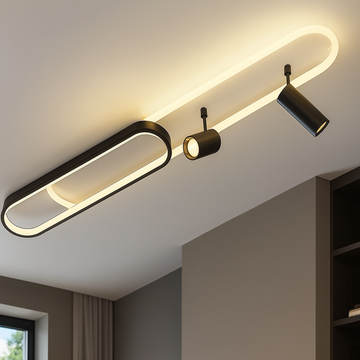 Lustra Led Neagra cu doua spoturi Carina cu Telecomanda