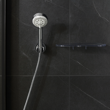 Kludi Logo 1S shower set with 1-jet shower head, 1.25 m hose, and hanger, chrome