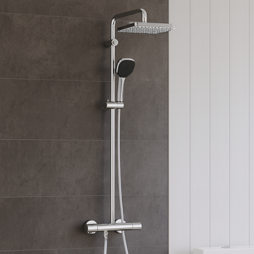 Sistem de dus Grohe Vitalio Cube 250, aparent, termostat, 250 mm, 1 functie, crom, 26696001