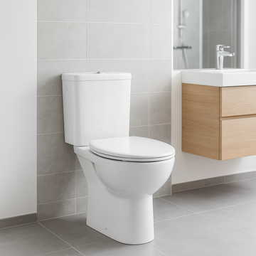 SET VAS WC pe pardoseala Grohe Bau Ceramic Rimless cu rezervor alimentare laterala si capac inchidere lenta