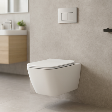SET VAS WC suspendat Geberit Smyle Square Rimfree 54 x 36 cm si capac slim cu inchidere lenta, alb
