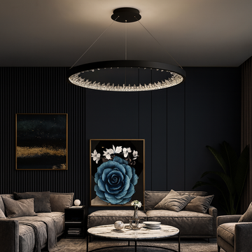 Lustra LED neagra cu telecomanda wifi
