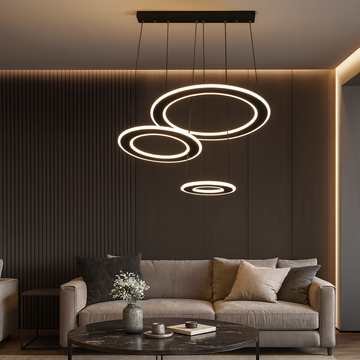 Lustra LED minimalista ring maro cu telecomanda wifi