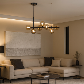 Lustra LED moderna cu 7 globuri fumurii G9 x 7