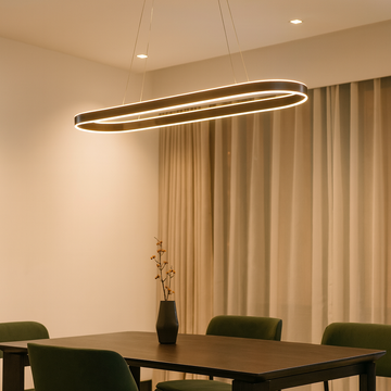Lustra LED minimalista maro cu telecomanda wifi 2.4G