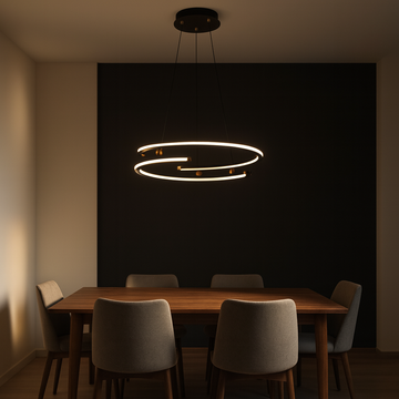 Lustra LED minimalista ring maro, cu telecomanda wifi 2.4G