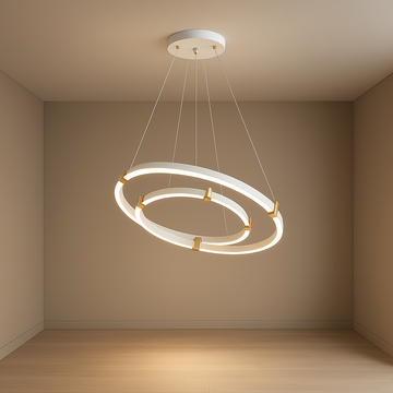 Lustra LED alba cu 2 cercuri, telecomanda wifi 2.4G