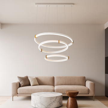 Lustra LED alba cu 3 cercuri, telecomanda wifi 2.4G