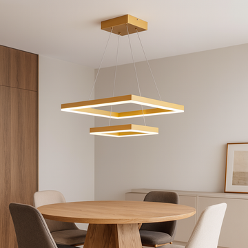 Lustra LED minimalist Square Auriu, cu telecomanda wifi 2.4G