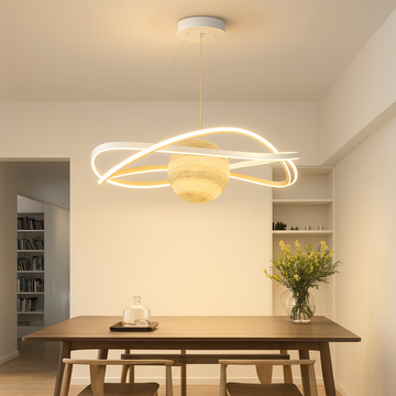Lustra LED cu finisaj alb, telecomanda wifi 2.4G