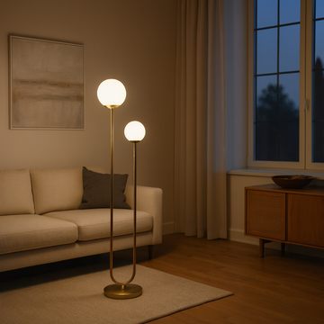 Lampadar pentru podea cu 2 globuri G9 alb mat (becurile nu sunt incluse), 165 cm