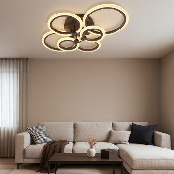 Lustra LED 6 cercuri Maro cu Telecomanda wifi 2.4G cu lumina/rece/calda/neutra - intensitate reglabila