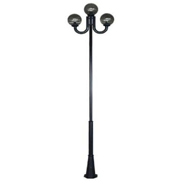 Street lighting pole 3m, galvanized steel, with double J arm and 30cm Fumagalli globes