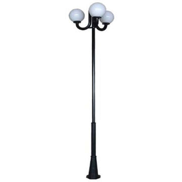 Street lighting pole 3m, galvanized steel, with triple arm and Fumagalli globes 30cm