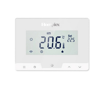 Termostat inteligent wireless Homplex 19 alb, Wi-Fi, programabil, cu control vocal Alexa si Google