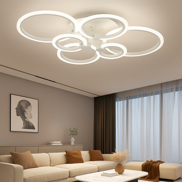 Lustra LED 6 cercuri cu Telecomanda wifi 2.4G, intensitate lumina reglabila