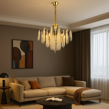 Candelabru Metal Auriu Cristal 7xE14 d500mm