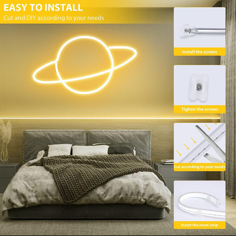 Banda led 12v neon flex set galben 5m neonflex si sursa de alimentare 60w