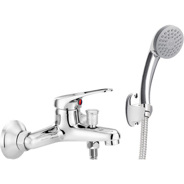 Bathtub faucet, wall-mounted, with shower set, Deante